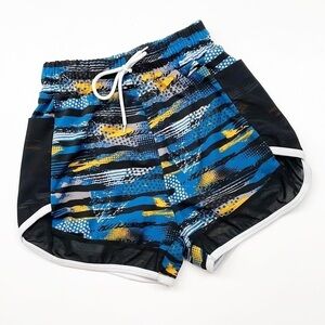 Black/blue/gold girls athletic shorts
